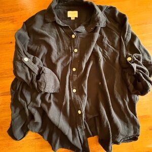 American Eagle Outfitters Dark Casual Button-Down Shirt